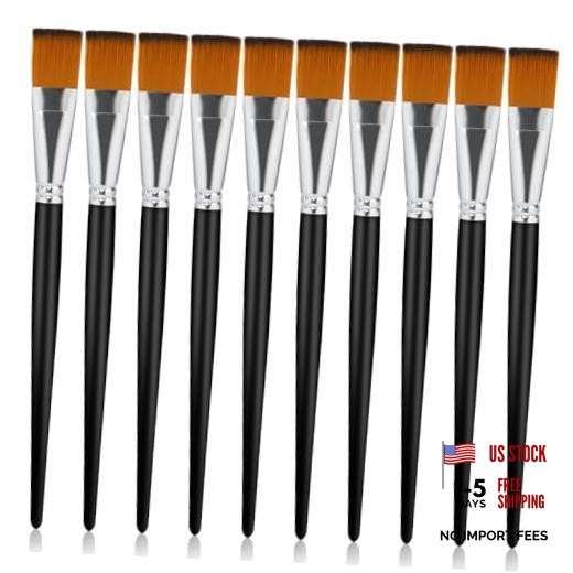 10 Pcs Flat Paint Brushes 1 Inch Acrylic Paint Brush Artist Craft 10pcs