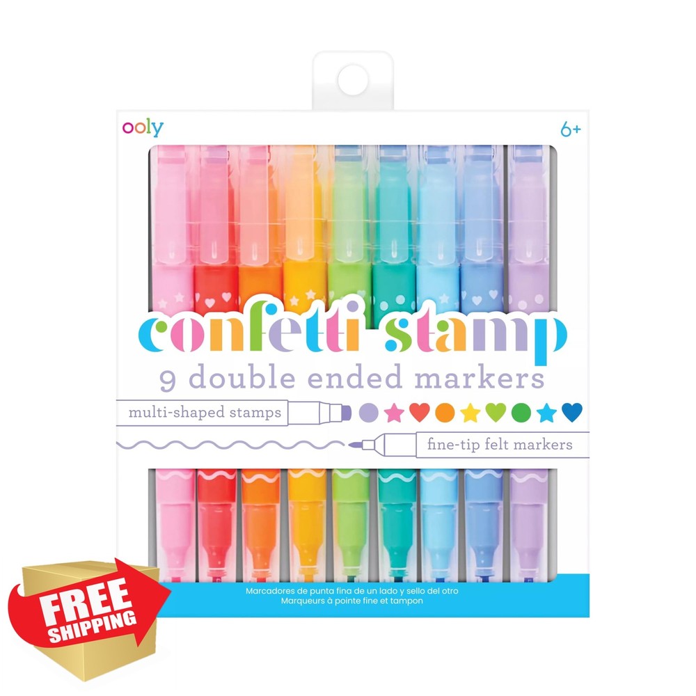 Ooly Confetti Stamp Double-Ended Markers Set of 9 – Double Ended Stamp Marker…