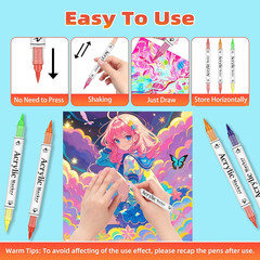 120 Colors Acrylic Paint Markers,60 Pack Automatic Controlsoft Brush Acrylic Ma