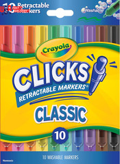 Clicks Retractable Tip Markers (10Ct), Washable Cone Tip Art Marker Set, Cute Ae