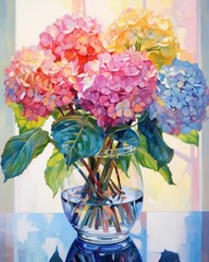 Hydrangea Flower In Glass Vase Diy Paint By Number Kit Wall Art Decoration