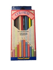 Vintage Faber Castell Coloray 12 Coloring Pencils Wood Thick Lead NIB USA