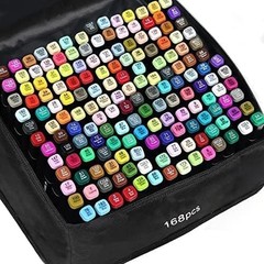 Touch Aibao Dual Tip Art Markers, 168 Colors, with Carrying Case, Assorted