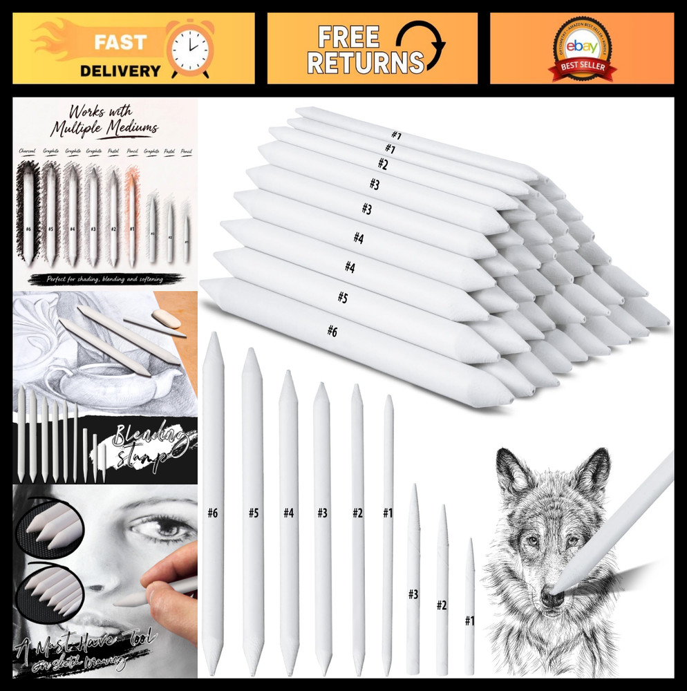 288 Pcs Blending Stump & Tortillion Set – Art Blenders for Drawing, Sketching &