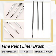 60pcs Detail Paint Brushes, Fine Tip Paint Brush with 3 Sizes 0 00 000 3476