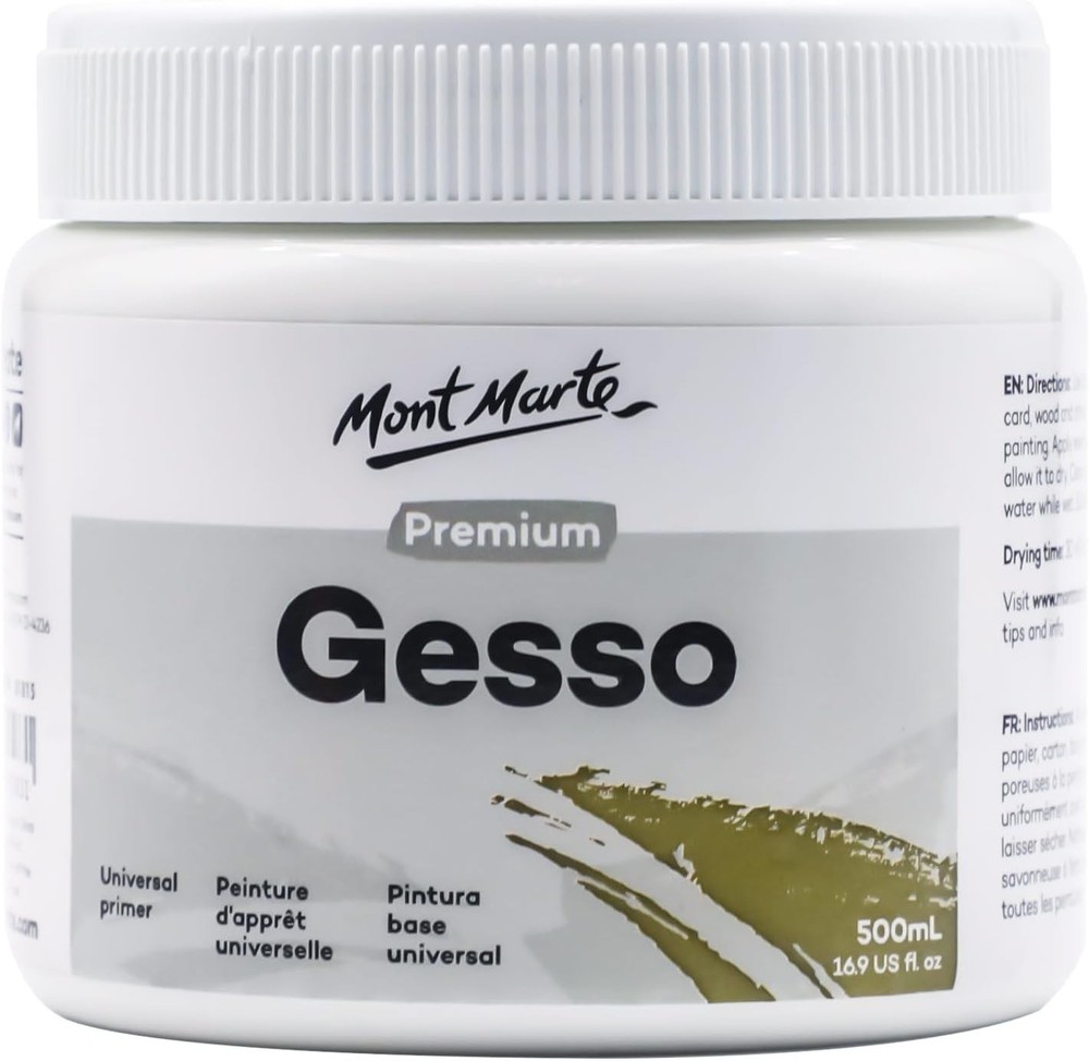 Mont Marte Premium Gesso Universal Primer 16.9 Fl Oz (Pack of 1), white