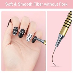 Komall Metallic Nail Art Brushes, 6Pcs Non Slip Liner Brush Set, UV Gel Gold