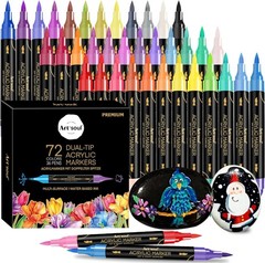 Art+Soul 72 Colors Dual Tip Acrylic Paint Pens 36 Pack for DIY Crafts