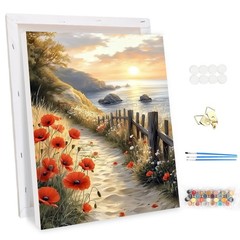 Framed Paint by Numbers Kits for Adults Landscape, Flower DIY Acrylic Paint by N