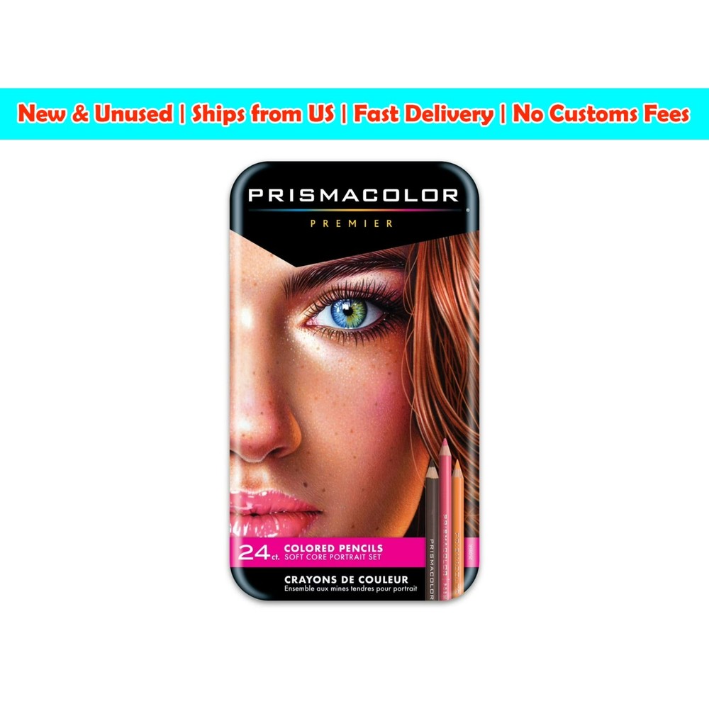 Prismacolor Premier Portrait Colored Pencils 24ct Artist Grade + Sharpener NEW