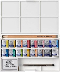 Watercolor Paint Set with 18 Half Pans Portable Pocket Box