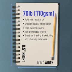 U.S. Art Supply 5.5″ x 8.5″ Premium Hardbound 5.5-x-8.5-inch, Natural White