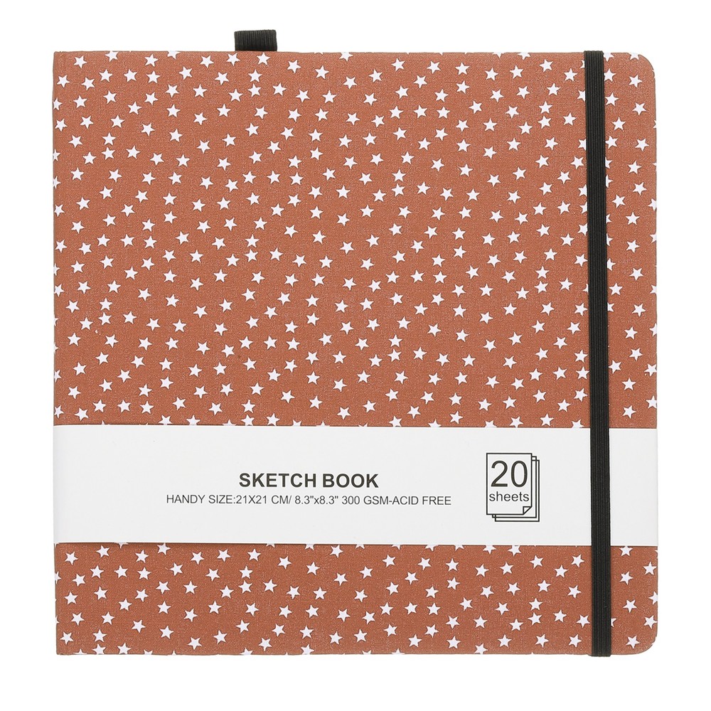 8.3×8.3″ Watercolor Sketchbook, 20Sheet 300GSM/203lb Pen Holder, Brown