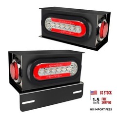 Sequential Turn Signal Trailer Lights, Oval LED Trailer with Square Metal Box