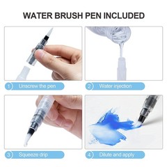 ParKoo Watercolor Brush Pens, 24 Colors Flexible Real Nylon Brush Tip Pens for