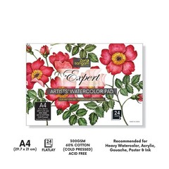 24 Sheets A4 300gsm 60% Cotton Cold Pressed Watercolor Sketch Paper Pad Book