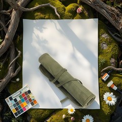 Paint Brush Storage Roll up Case Canvas Holder Army Green 22 Slots