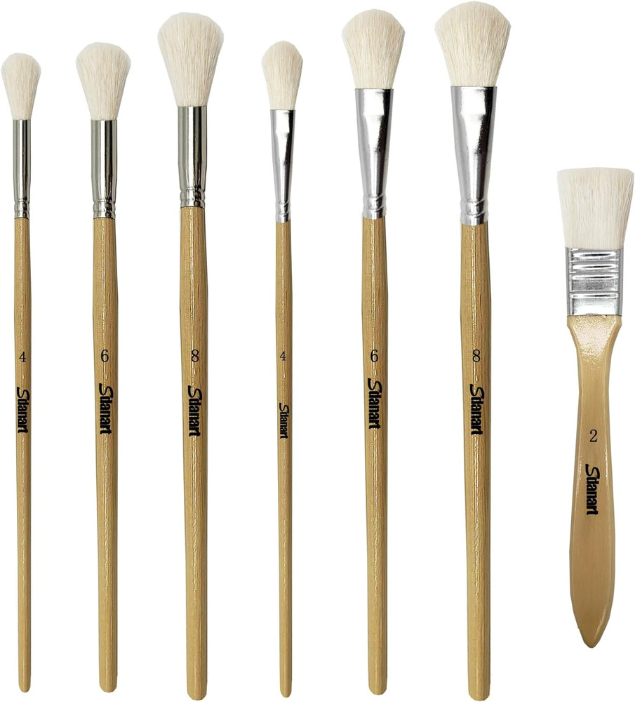 Gilding Brush Set,7 PCS Professional Goat Hair Blend Mop Brush Set for Acrylic G