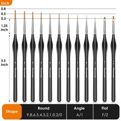 simarro 12Pcs Micro Paint Brushes, Detail Miniature Brush Extra Fine…