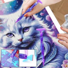 16PCS Ergonomic Diamond Art Pens Kit Resin Painting Pen with Thread Tips