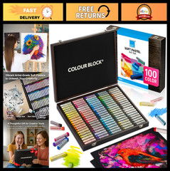 “100 Color Square Chalk Pastels Set – Soft Pastels for Artists in Wooden Box – V