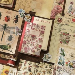Vintage Aesthetic Scrapbooking Supplies Kit, Flowers Botanical Bullet Junk Jo…