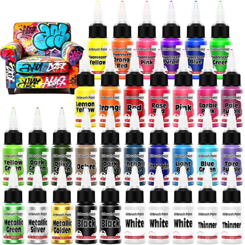 Airbrush Paint 33 Colors Acrylic Air Brush Painting, Ready to Spray Airbrush…