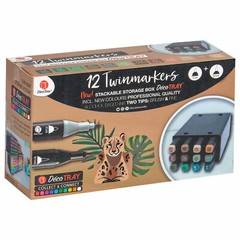 12pk Twinmarkers Graphic Drawing Painting Alcohol Dual Tip Pens Set Browns