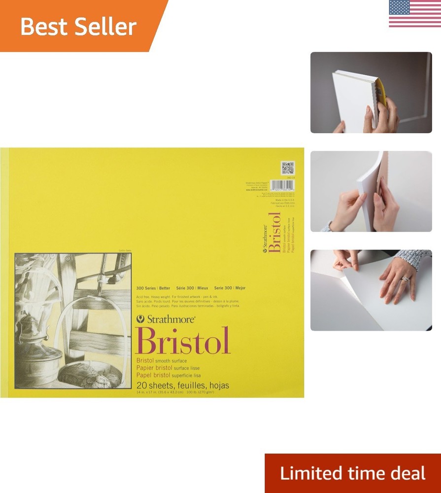 300 Series Bristol Drawing Pad – 14×17, 20 Sheets, Smooth Surface