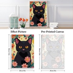 Cat Framed Paint by Numbers Kit for Adults Beginner & Kids Ages 8-12, Black ..