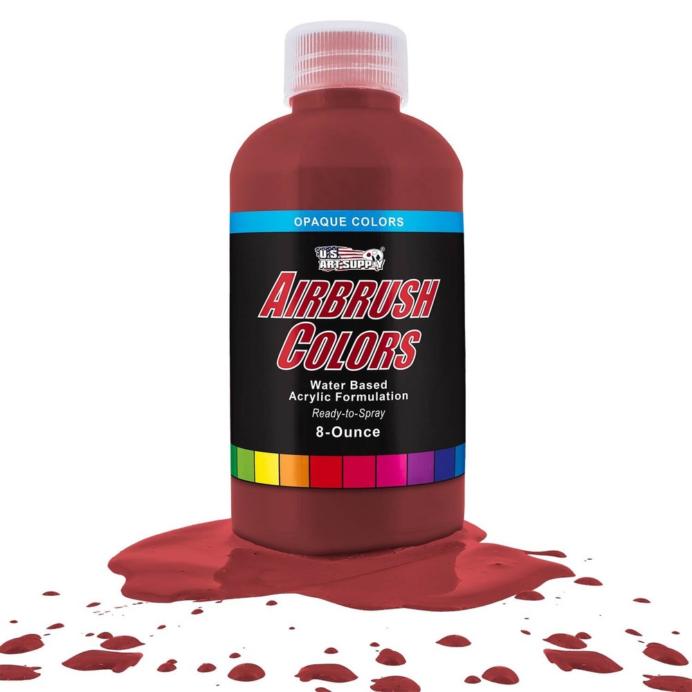 US Art Supply 8-Ounce Opaque Crimson Red Airbrush Paint