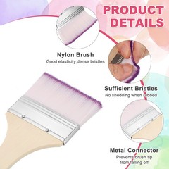 6 Pcs Paint Brush Set, 6.5 in Nylon Bristle Flat Brushes, #10 Purple/White