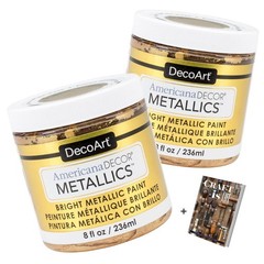 DecoArt Americana Decor Metallics 24K Gold Paint – 2 Pack 8oz Metallic 24K Gold