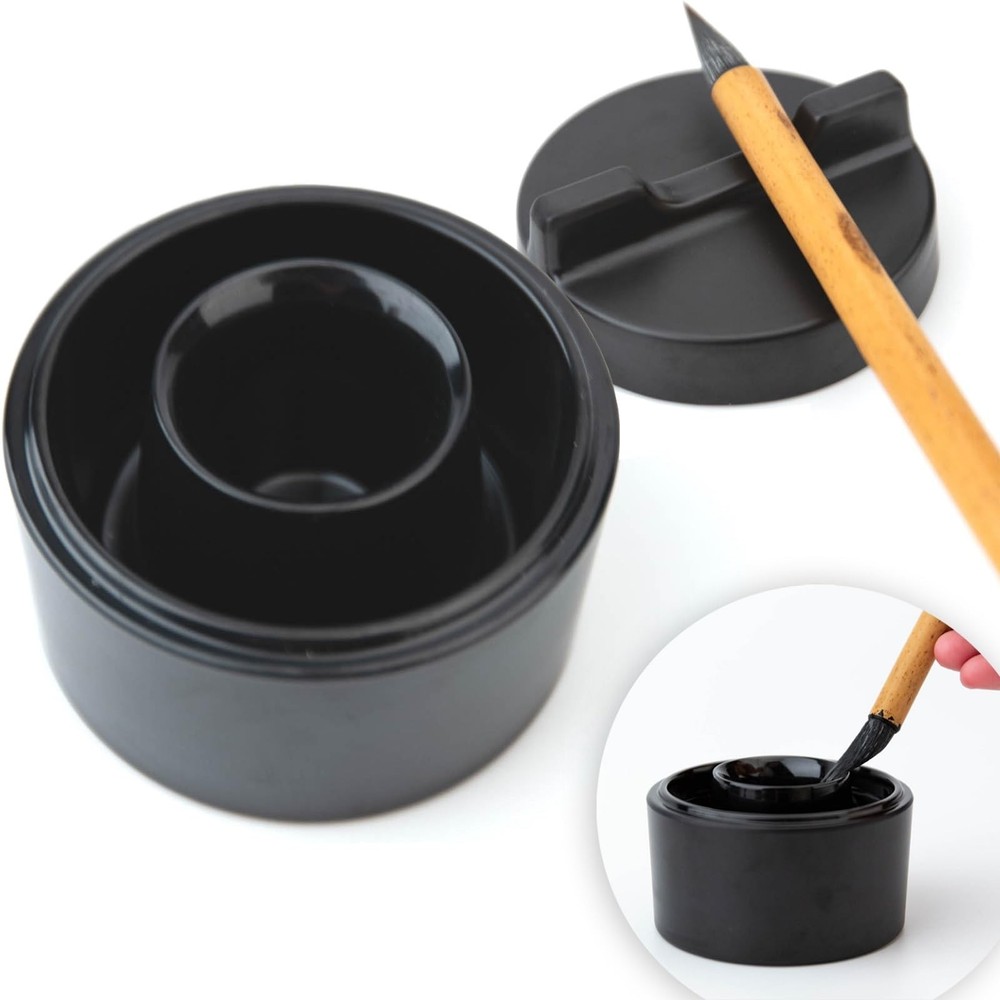 2.8 Inch Chinese Calligraphy Inkstone Lid Plastic Sumi Inkwell 10ml Tool
