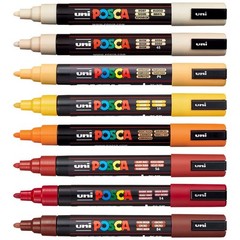 Posca PC-5M Paint Marker Medium Bullet Tip 2.5mm Warm Colours – Pack of 8