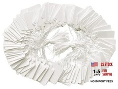 ZUFECY 200 Pcs White Price Tags with String 1.38×0.87in Jewelry Clothing |