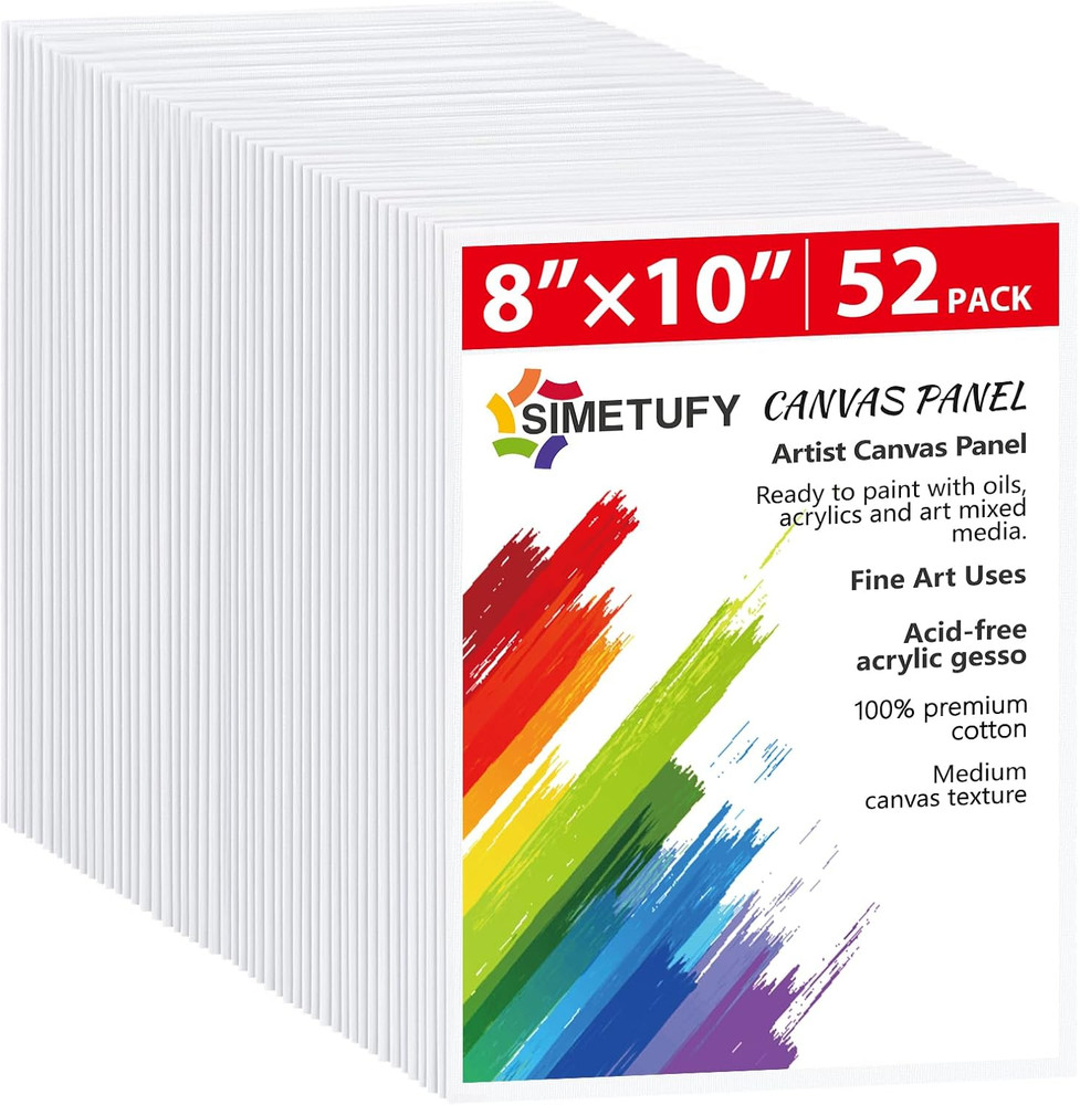 Canvas Boards for Painting 52 Pack 8 X 10 Inch Blank Flat Canvas Panels 100% Cot