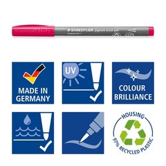 STAEDTLER Pigment Arts Multi Ink Brush Pens, 24 Pack Assorted Basic Colors Br…