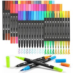 60 Colors Dual Brush Marker Pens, Marker Set, Artist Fine and Brush Tip Marke…