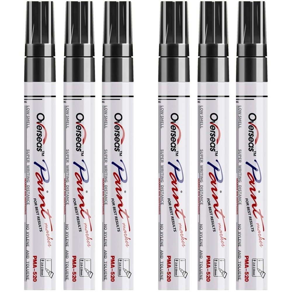 Black Paint Markers Pens – 6 Pack Medium Tip