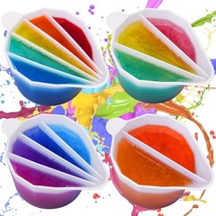 Silicone Split Cups4Pcs Thicken&Reusable Resin Mixing Cups with 2-5ChannelsDi…