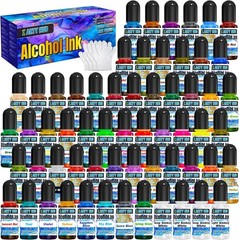 Alcohol Ink Set – 60 Bottles Vivid Alcohol-Based Colors, Concentrated Epoxy…