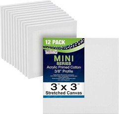 3″ X 3″ Mini Professional Primed Stretched Canvas (1-Pack of 12
