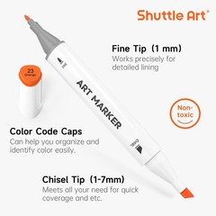 51 Colors Alcohol Markers, 50 Colors Dual Tip Art Marker Set Plus 1 Colorless…