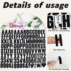 776 Pieces 8 Sheets Vinyl Letter Number Stickers – 1 Inch Self Adhesive Black