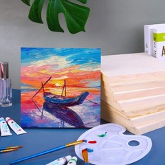 ADXCO 8 Pack Wood Panels 8 x 8 Inch Unfinished Wood Canvas Wooden Panel Board…