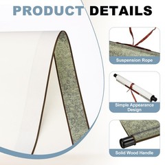 Blank Hanging Scroll, 15.75 x 44.88 Inch Chinese Calligraphy Wood Rod, Green