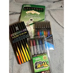 Vintage Prismacolor Verithin Kimberly Sakura Gelly Roll Art Pencil Pen Lot