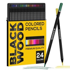 Blackwood Colored Pencils Set – 24 Soft Core Triangular Colored Pencils, Prem…