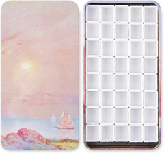 40Pcs Empty Half Pans with Magnetic Stripe Watercolor Paint Travel Tin Palette C